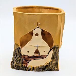 Paper Bag Pottery Luminaria Ceramic Pottery Signed by Justin Numbered Southwest